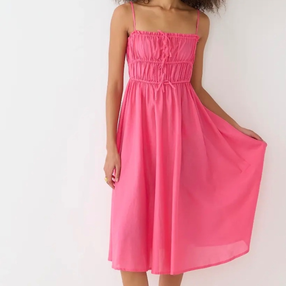 NWOT! J.Crew Tie-front Voile Cover-up Midi Dress - Vivid Begonia